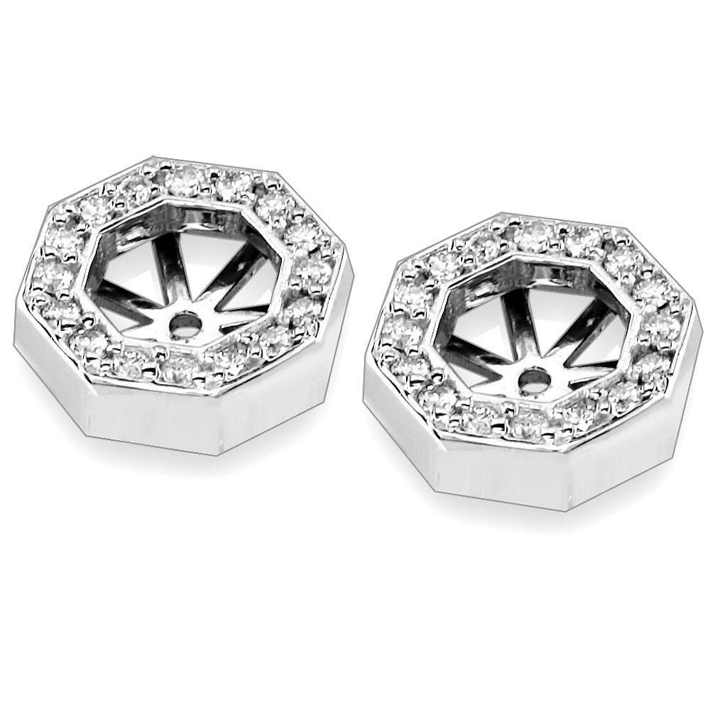 Diamond Octogon Earring Stud Jackets in 18K