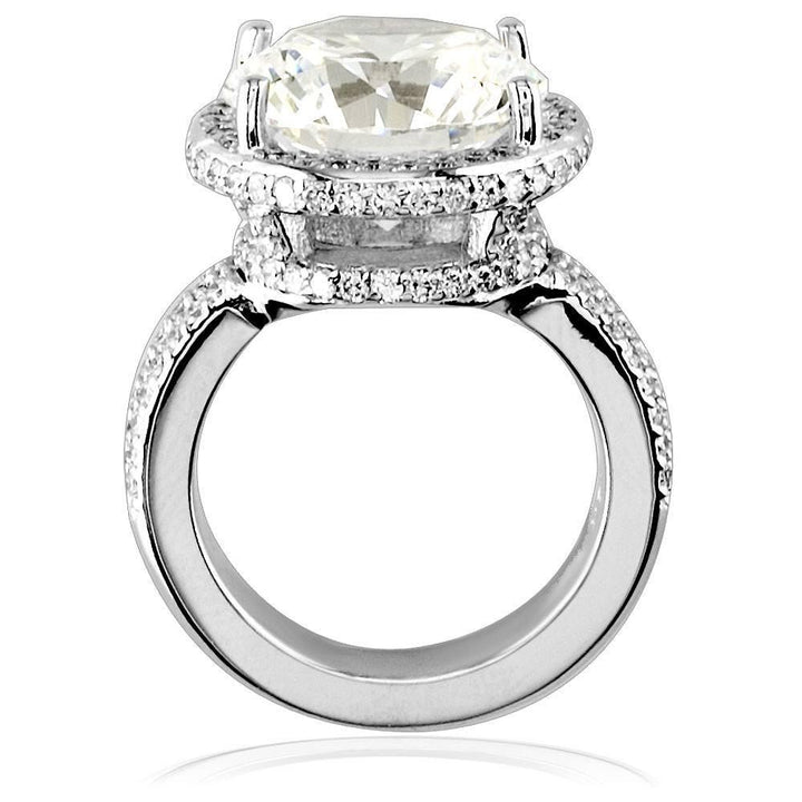 Large Cubic Zirconia Ring Set in Diamond Basket