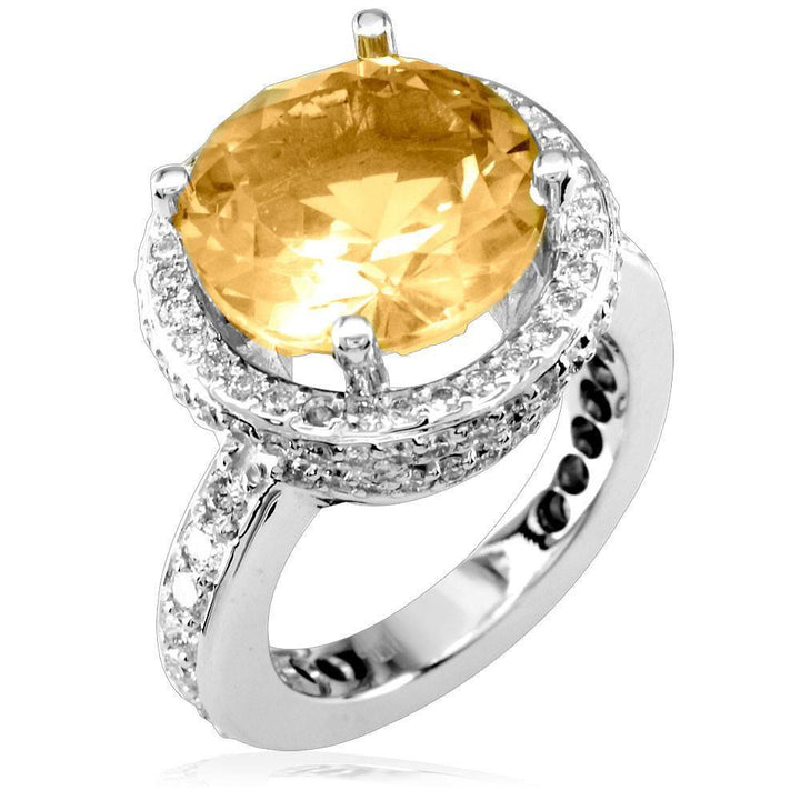 Large Citrene Ring Set in Diamond Basket