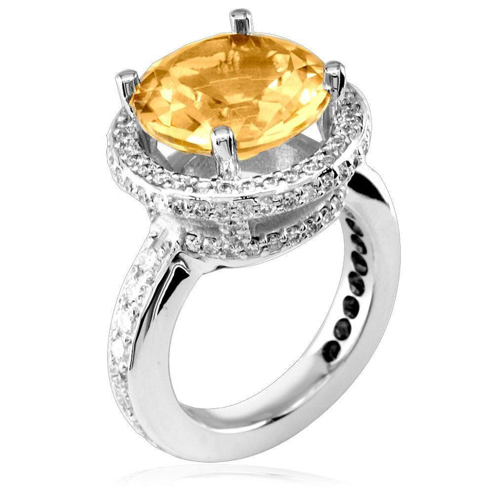 Large Citrene Ring Set in Diamond Basket