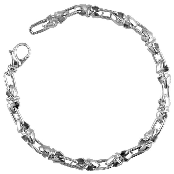 Mens Small Twisted Bullet Links Sterling Silver Bracelet
