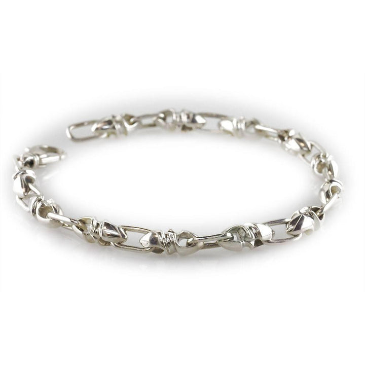 Mens Small Twisted Bullet Links Sterling Silver Bracelet