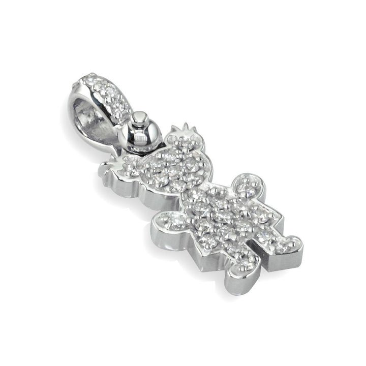 Medium Cubic Zirconia Kids Sziro Girl Pendant for Mom, Grandma in 14k White Gold