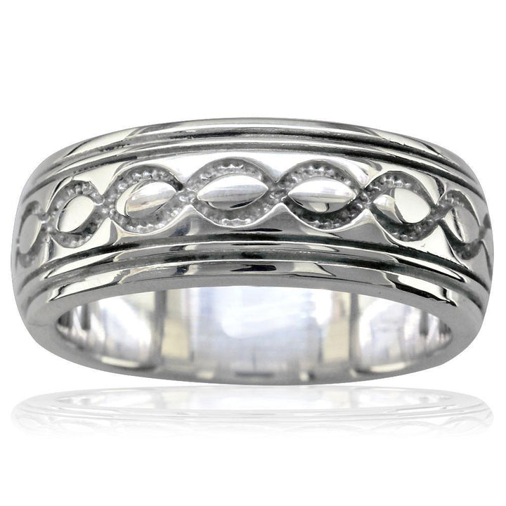 Wide Infinity Wedding Band in 14k White Gold, 8.5mm