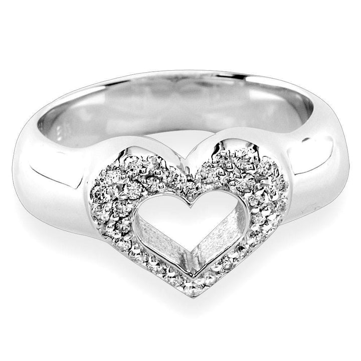 Open Diamond Heart Ring in 18K