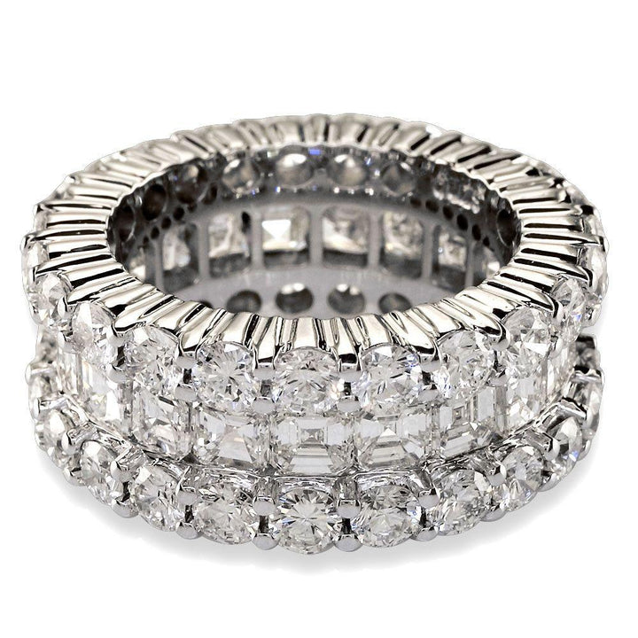 18K White Gold 3 Row Diamond Eternity Ring, 8.5CT