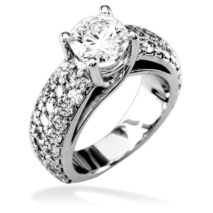 Round Diamond Engagement Ring Setting in 14K White Gold, 1.5CT