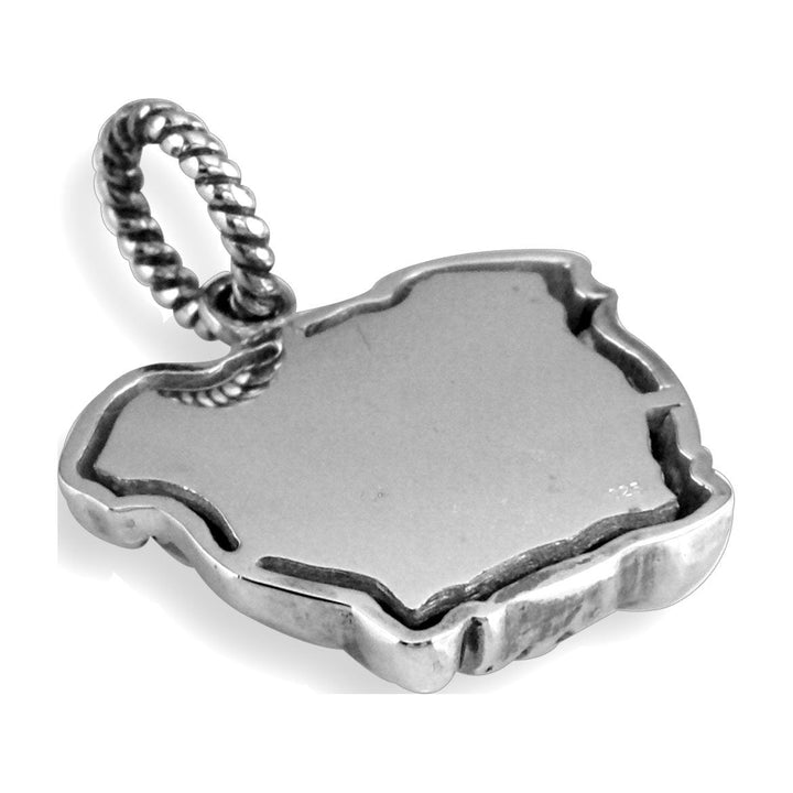 Bulldog Charm with Black in Sterling Silver