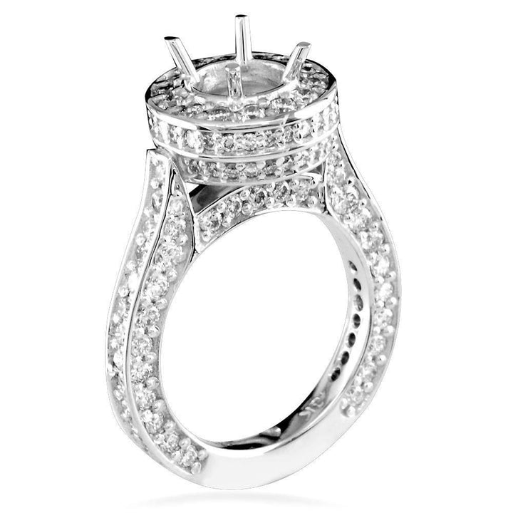 Diamond Halo Engagement Ring Setting, 2.71CT in 18k White Gold