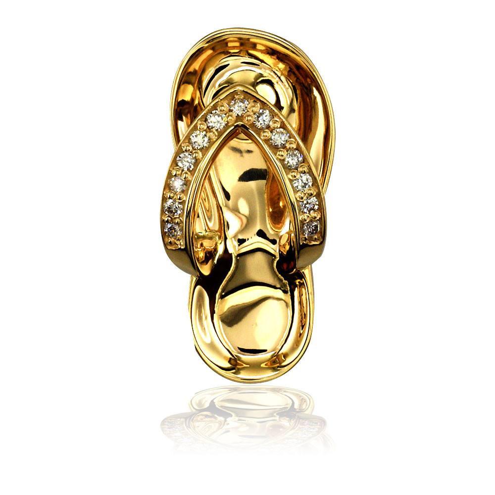 Diamond Flip Flop Pendant, 0.20CT