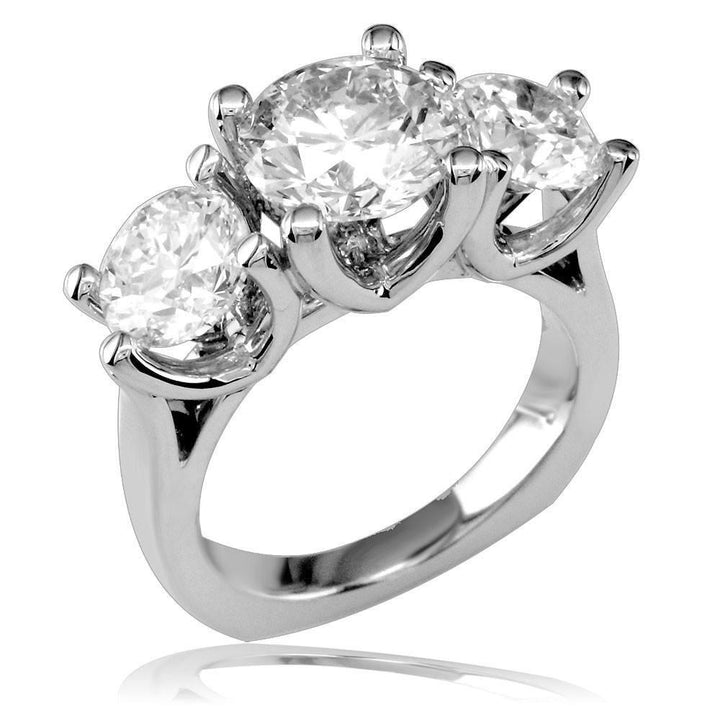 Three Stone Round Diamonds Anniversary Ring Setting, 2CT Total Sides in 14k White Gold