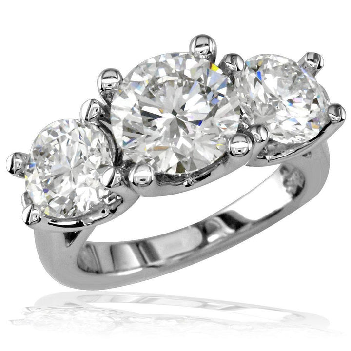 Three Stone Round Diamonds Anniversary Ring Setting, 2CT Total Sides in 14k White Gold
