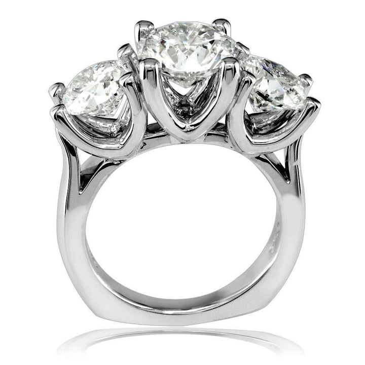 Three Stone Round Diamonds Anniversary Ring Setting, 2CT Total Sides in 14k White Gold