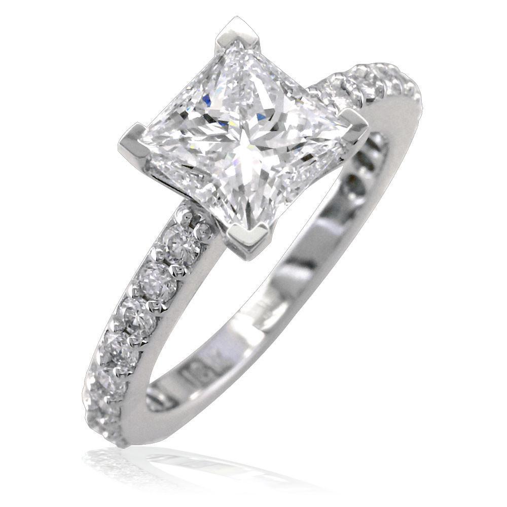 Diamond Engagement Ring Setting in 18K White Gold, 0.60CT