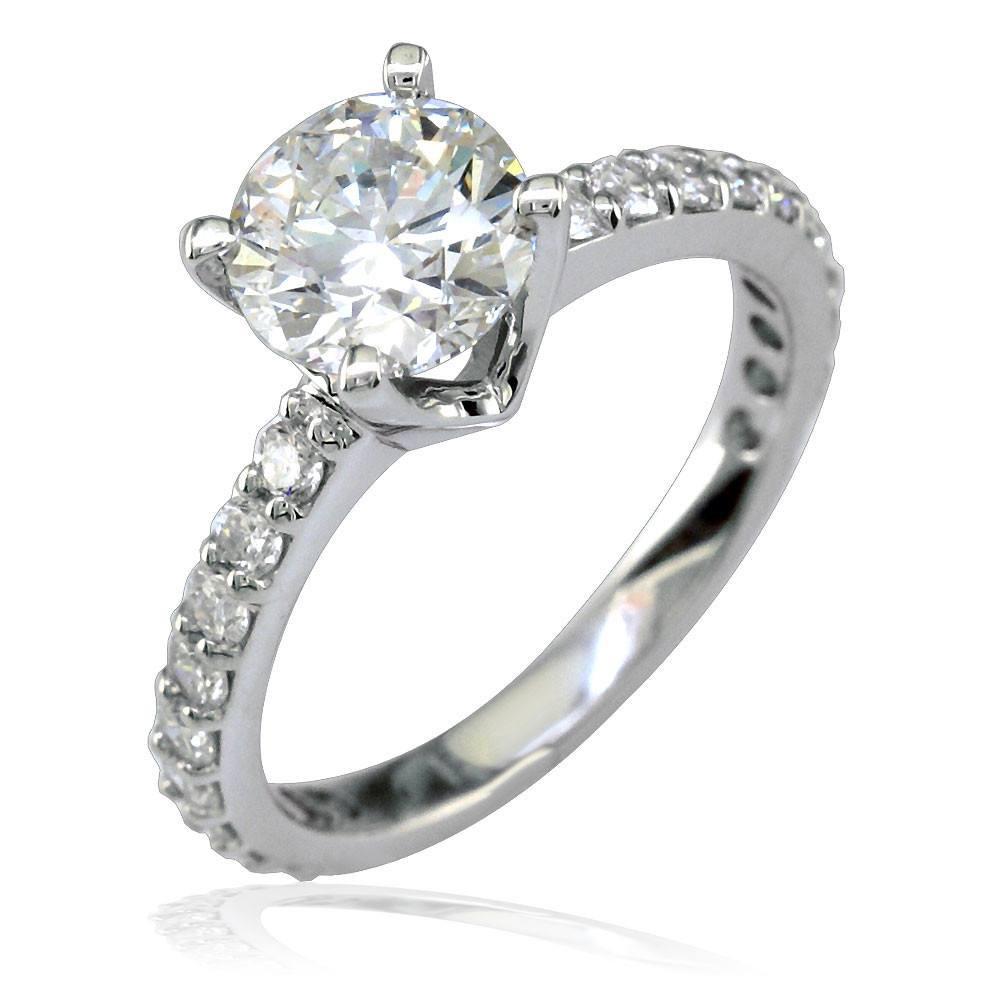 Diamond Engagement Ring Setting in 18K White Gold, 0.60CT