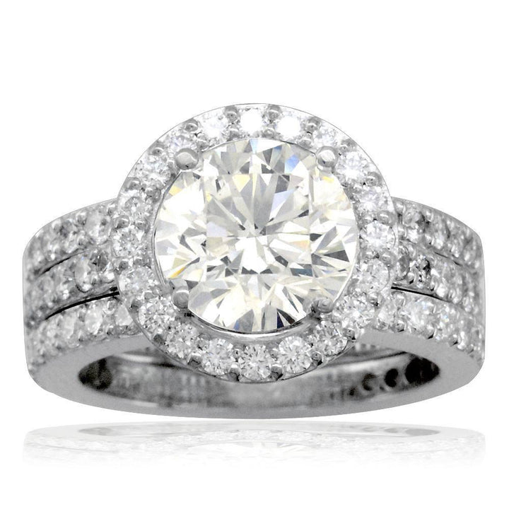 Diamond Halo Engagement Ring Setting in 18K White Gold, 1.10CT