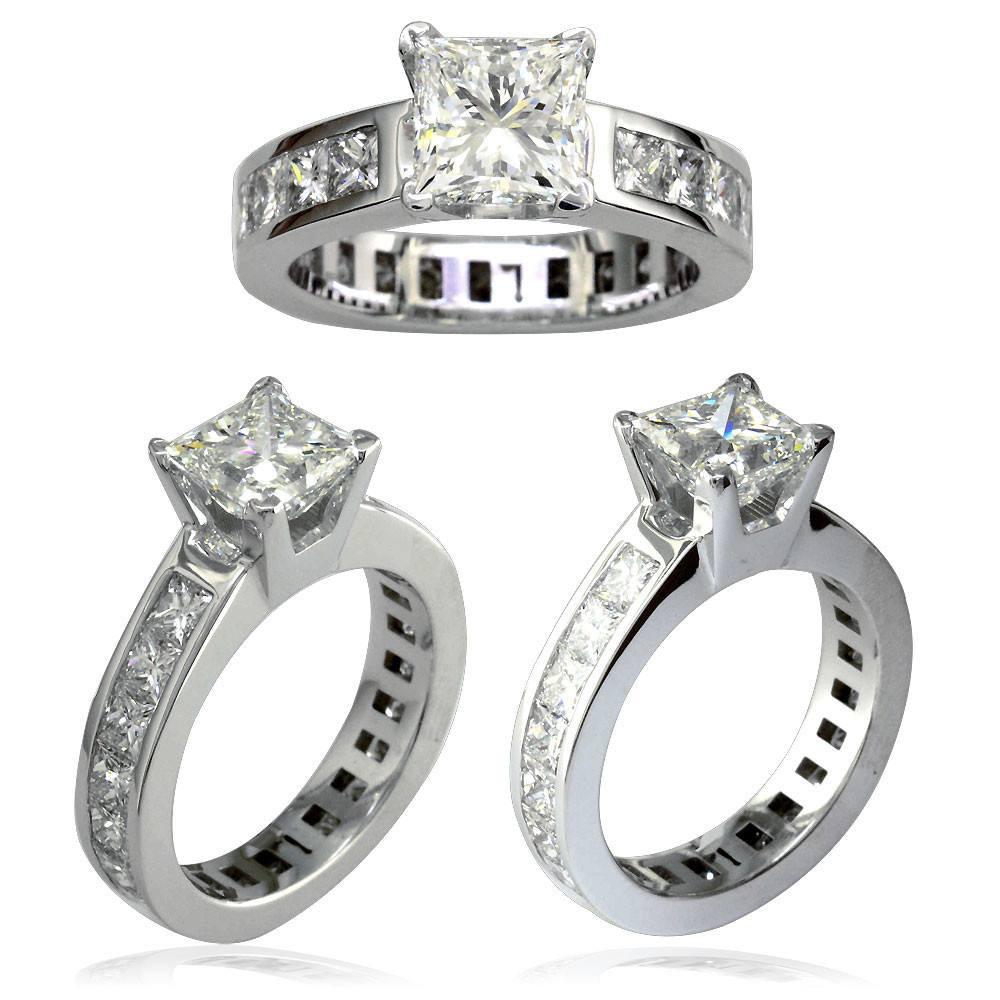 Princess Cut Diamond Engagement Ring Setting in 14K White Gold, 1.75CT