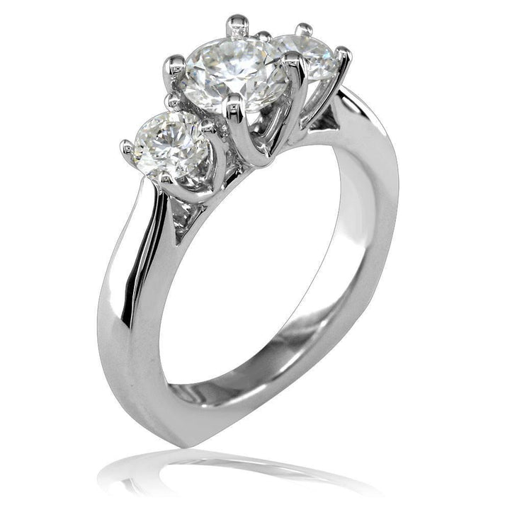 3 Stone Ring with V Settings in 18K