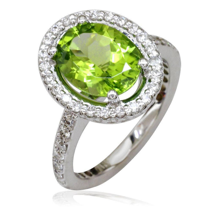Diamond Oval Halo Engagement Ring Setting, 1.10CT in 18k White Gold