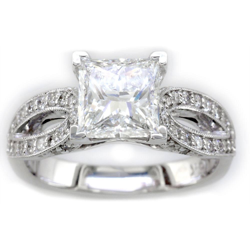 Diamond Engagement Ring Setting in 18K White Gold, 0.46CT