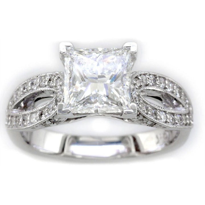 Diamond Engagement Ring Setting in 18K White Gold, 0.46CT