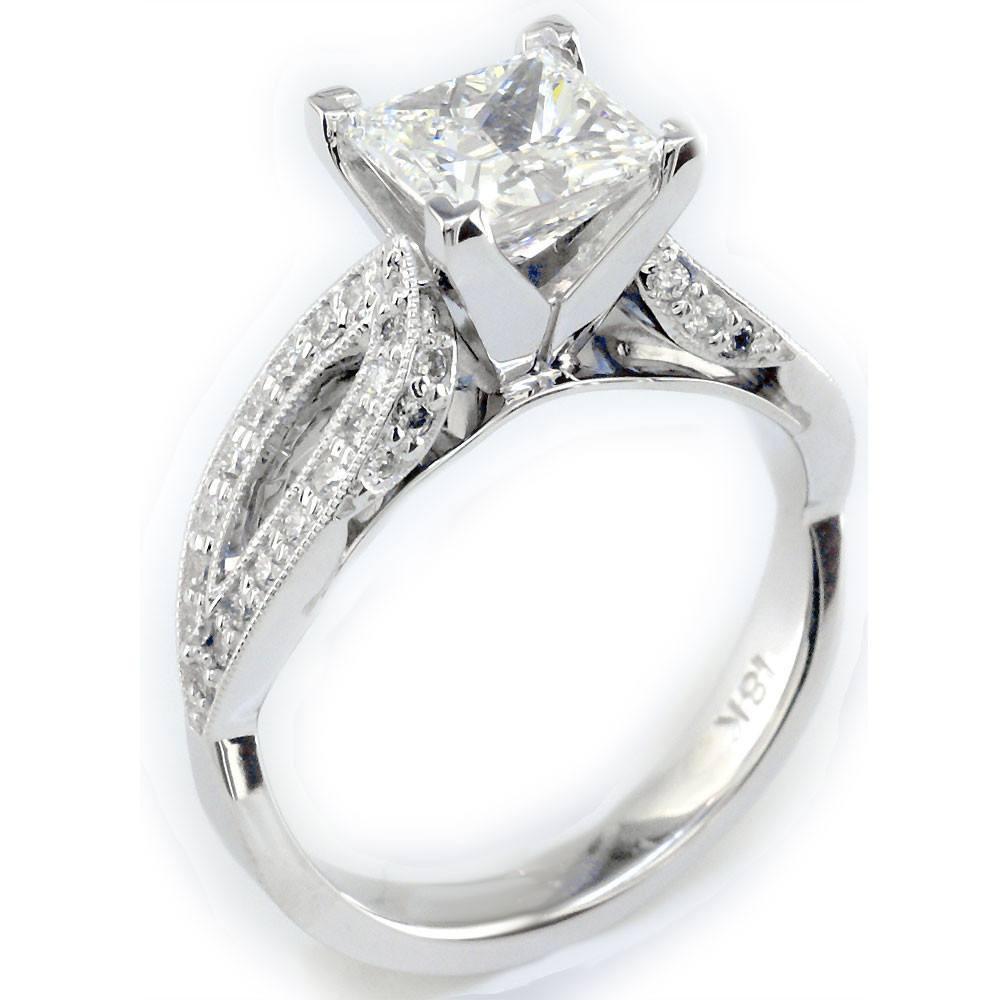 Diamond Engagement Ring Setting in 18K White Gold, 0.46CT