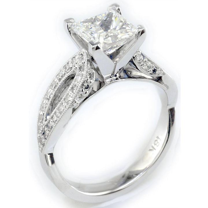 Diamond Engagement Ring Setting in 18K White Gold, 0.46CT