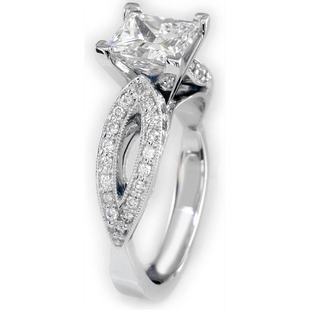 Diamond Engagement Ring Setting in 18K White Gold, 0.46CT