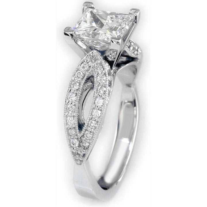 Diamond Engagement Ring Setting in 18K White Gold, 0.46CT