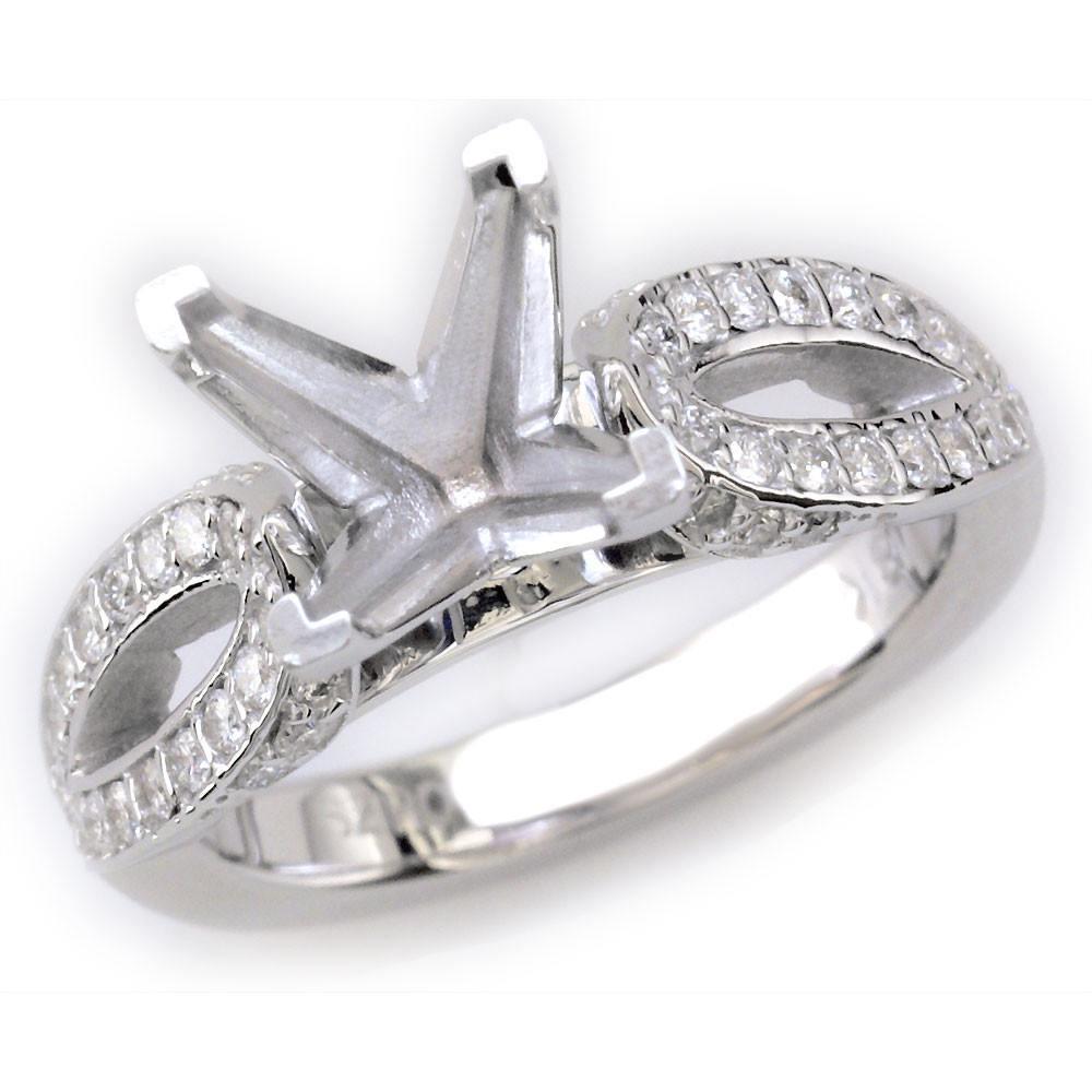 Diamond Engagement Ring Setting in 18K White Gold, 0.46CT