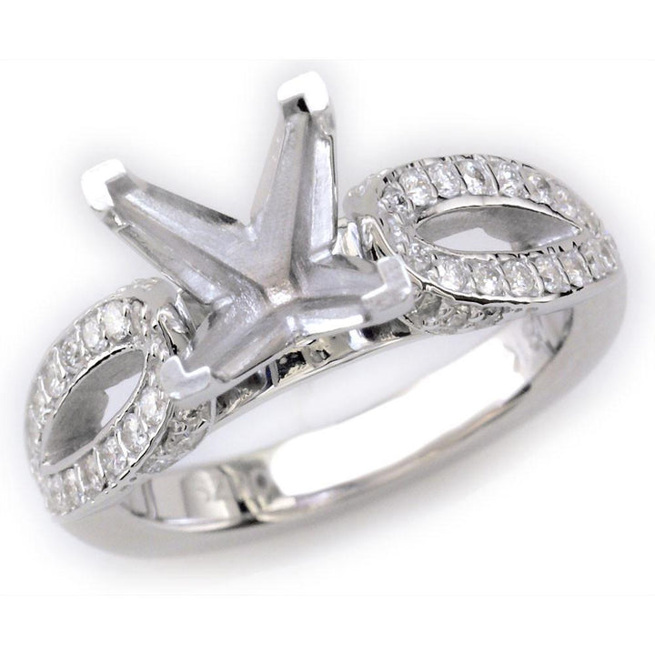 Diamond Engagement Ring Setting in 18K White Gold, 0.46CT