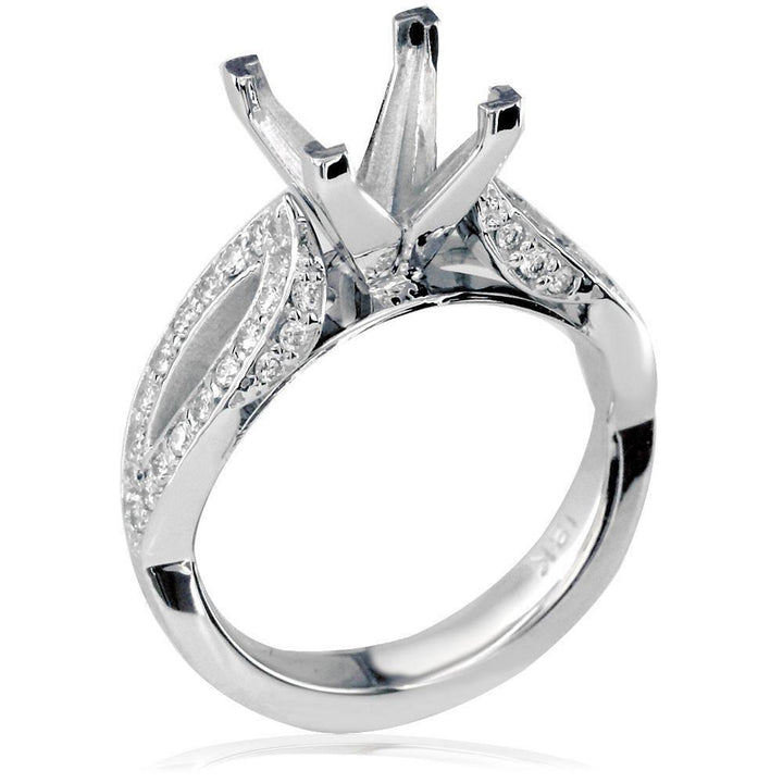 Diamond Engagement Ring Setting in 18K White Gold, 0.46CT