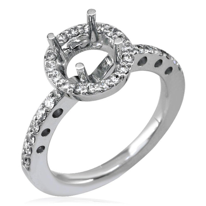 Diamond Halo Engagement Ring Setting in 18k White Gold, 0.30CT