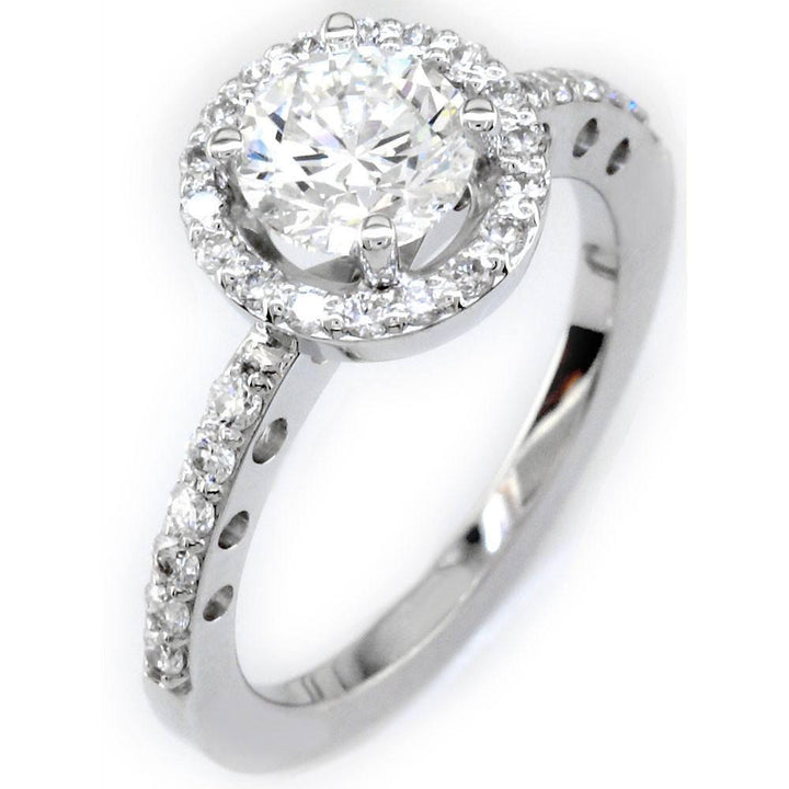Diamond Halo Engagement Ring Setting in 18k White Gold, 0.30CT