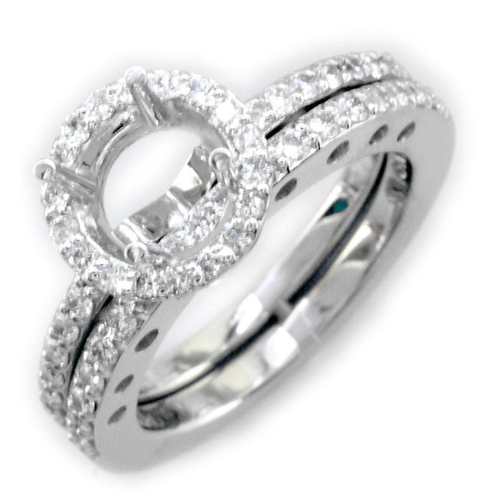Diamond Halo Engagement Ring Setting in 18k White Gold, 0.30CT