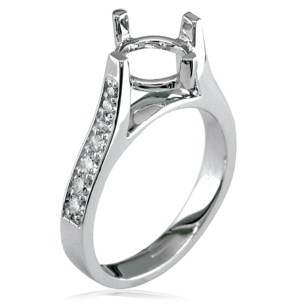 Diamond Engagement Ring Setting in 18K White Gold, 0.30CT