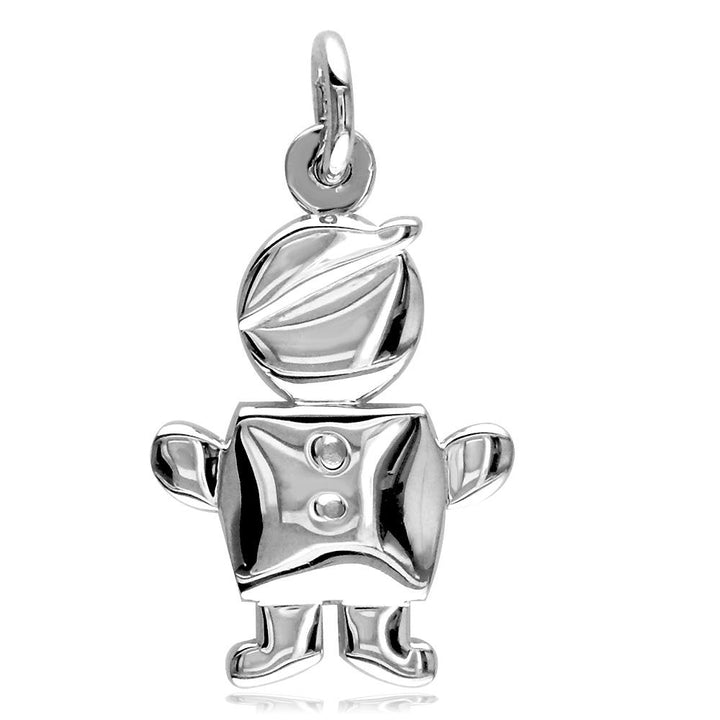 Small Belly Kids Sziro Boy 14k White Gold Charm for Mom, Grandma