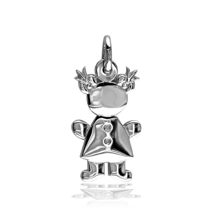 Small Belly Kids Sziro Girl 14k White Gold Charm for Mom, Grandma