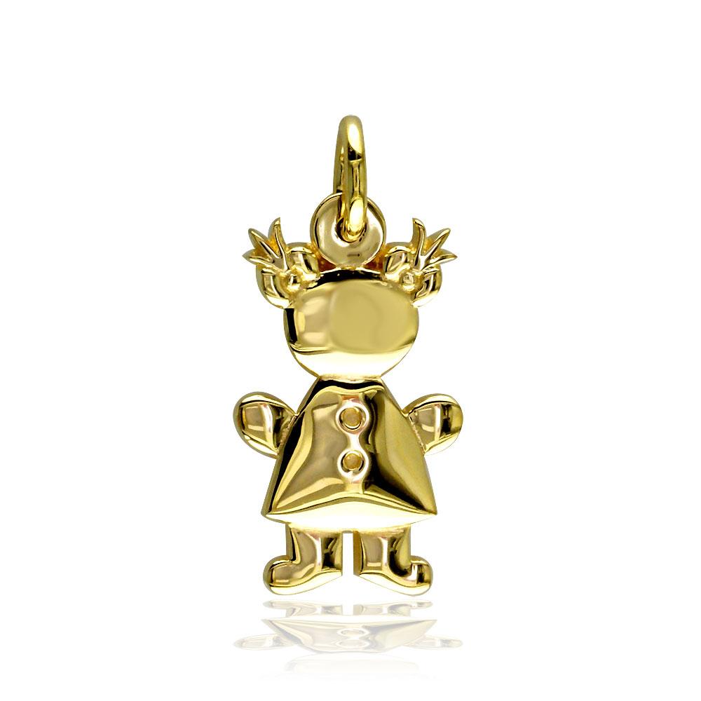 Small Belly Kids Sziro Girl 14k Yellow Gold Charm for Mom, Grandma