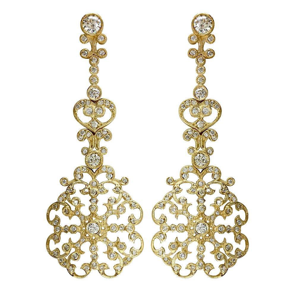 Vintage-Look Diamond Earrings, 1.60CT
