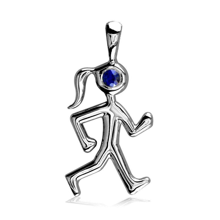 Lady Race Walker Charm in Sterling Silver and Semi-precious Stone