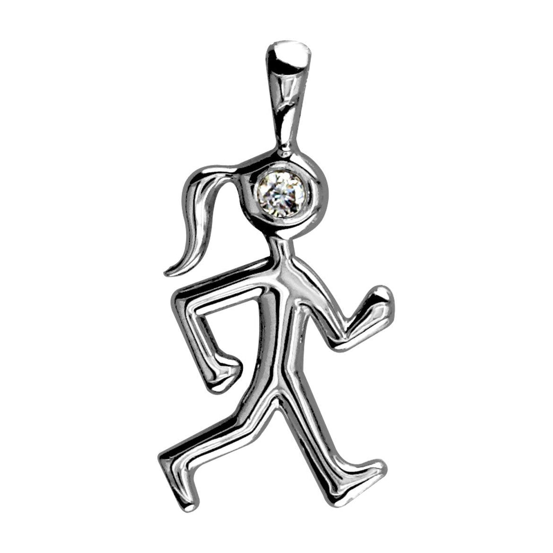 Diamond Lady Race Walker Charm in 14K White Gold