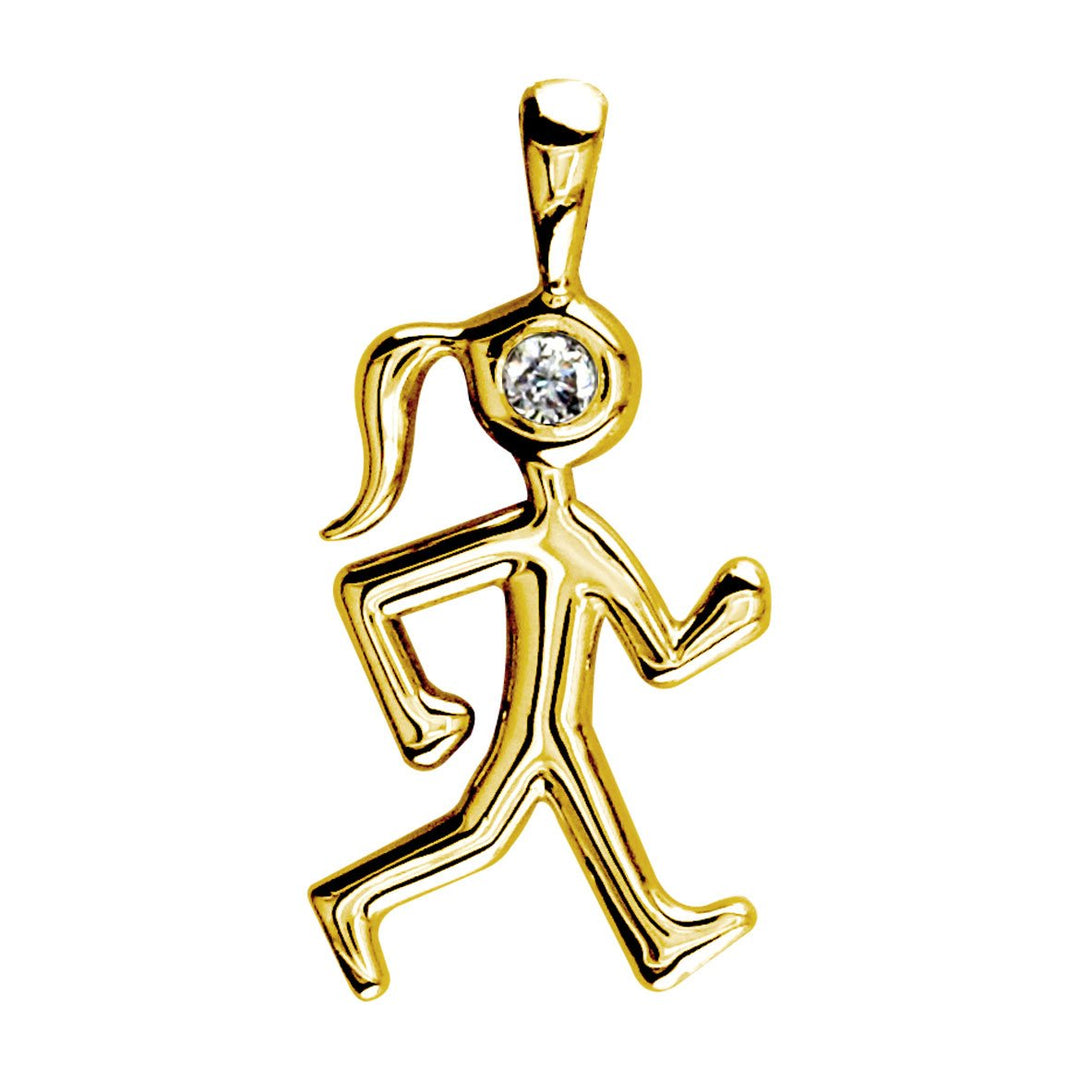 Diamond Lady Race Walker Charm in 14K Yellow Gold