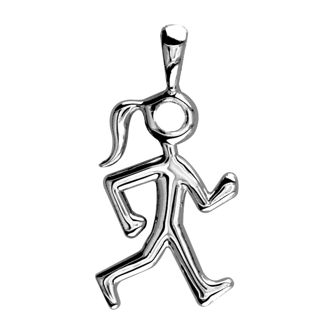 Lady Race Walker Charm in Sterling Silver, Plain