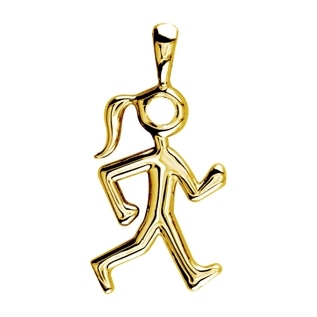 Lady Race Walker Charm in 14K Yellow Gold, Plain