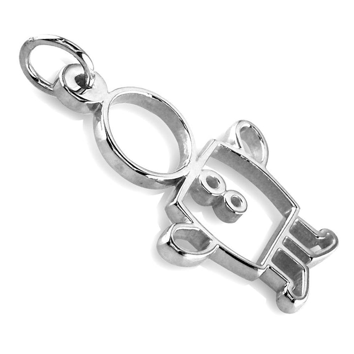 Large Cookie Cutter Boy Charm for Mom, Grandma in 14k White Gold