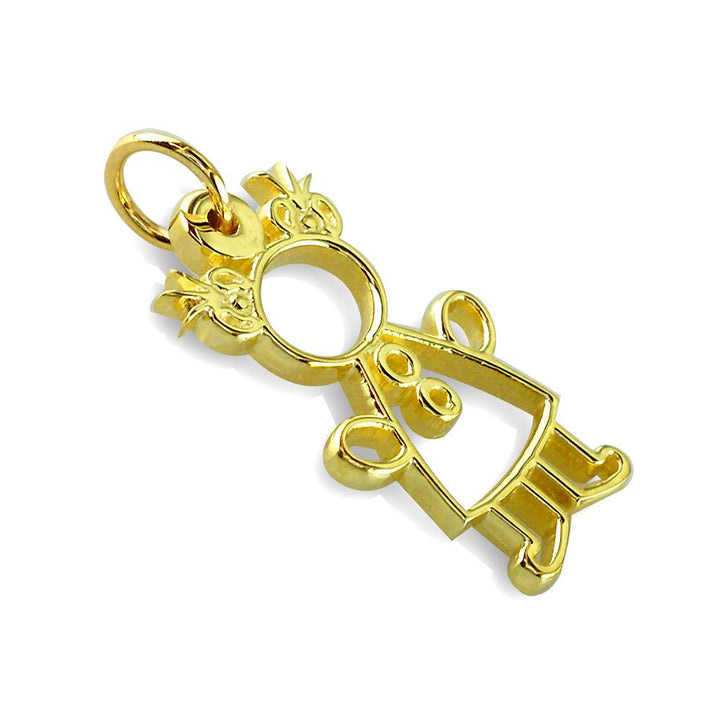 Large Cookie Cutter Girl Charm for Mom, Grandma in 14k Yellow Gold