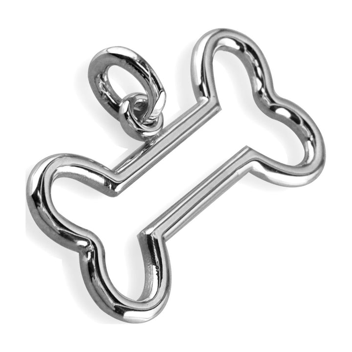 Open Dog Bone Charm in 14K White Gold