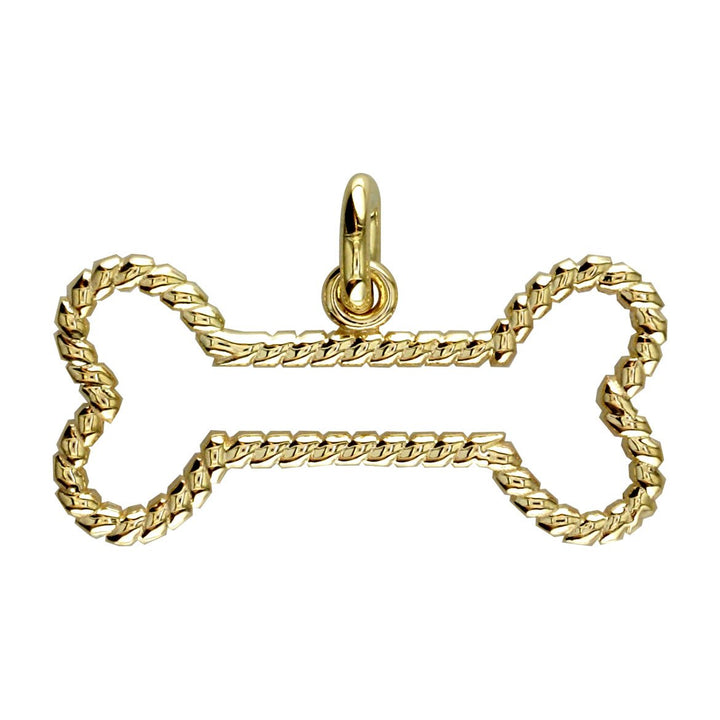 Rope Dog Bone Charm in 14K Yellow Gold