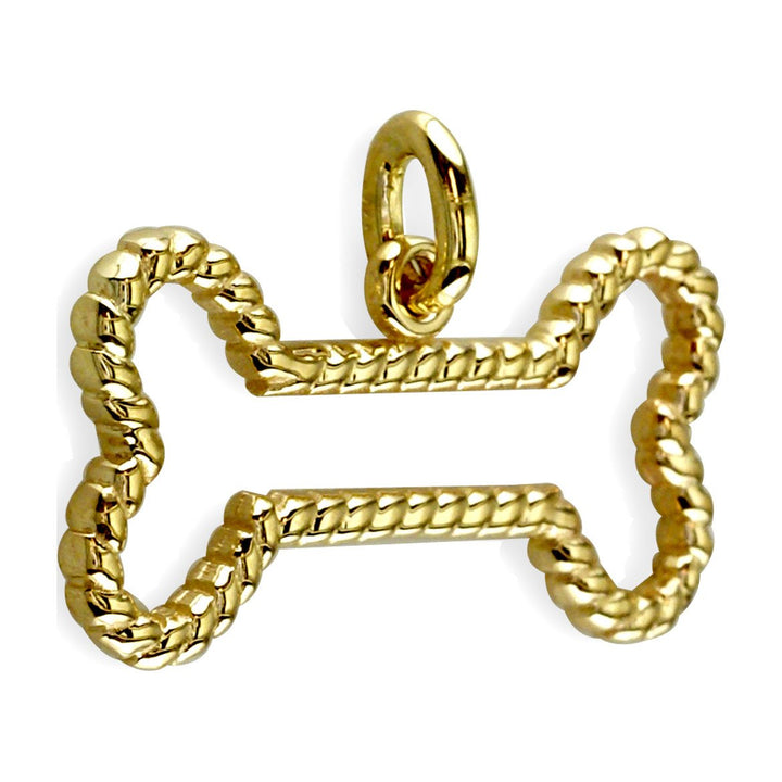 Rope Dog Bone Charm in 14K Yellow Gold